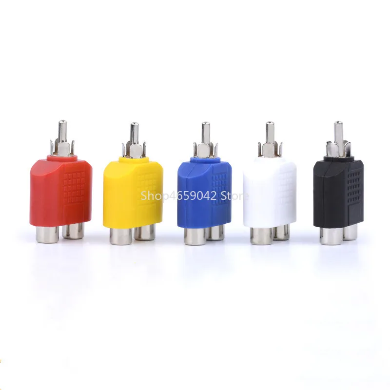 1 Pcs RCA Y Splitter AV Audio Video Plug Converter Adapter Kit Lotus Color AV Jack RCA Plug To Double 1 RCA Male To 2 RCA Female