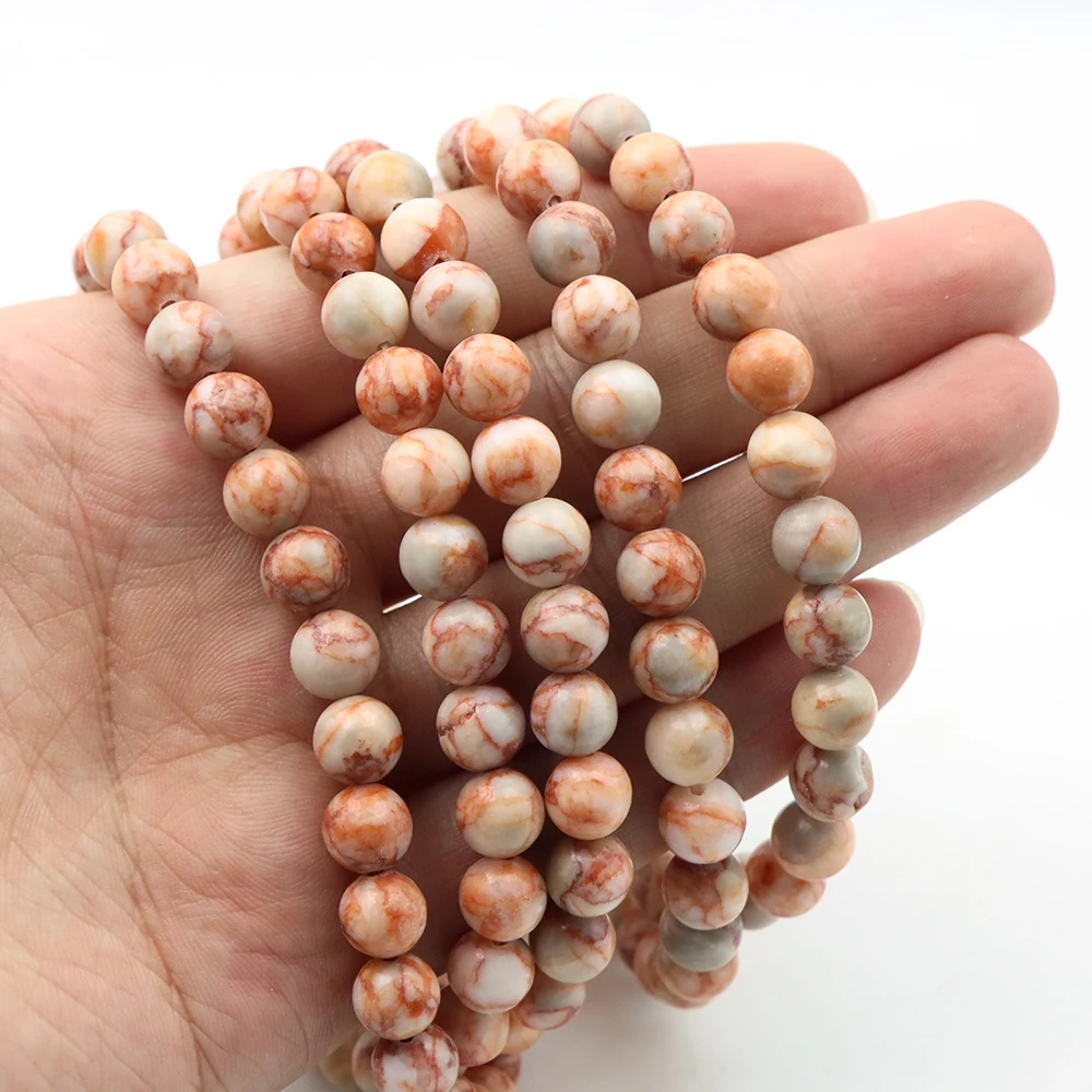 4/6/8/10/مم الطبيعية الأحمر بيكاسو جاسبر الخرز الجولة فضفاض خرزة مباعدة لصنع المجوهرات لوازم DIY بها بنفسك أساور شفاء الطاقة #5