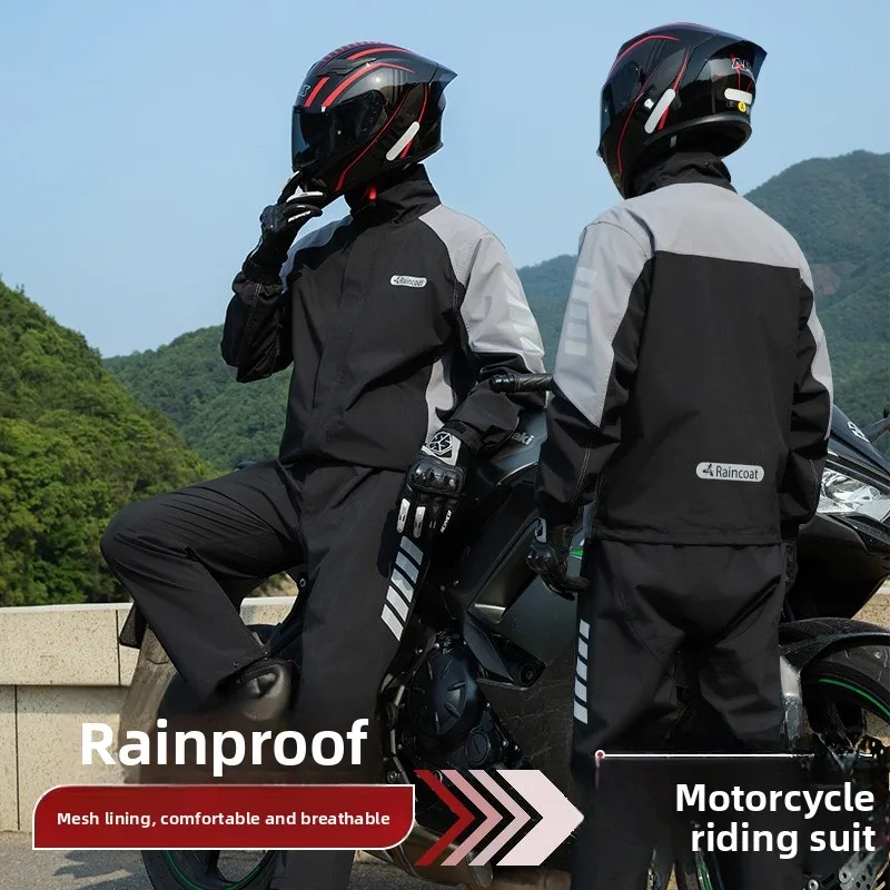 

Men's Raincoat Rain Pants Set Separate Riding Outfit Reflective Waterproof Bicycle very Full Body Rainwear Chinese Brand