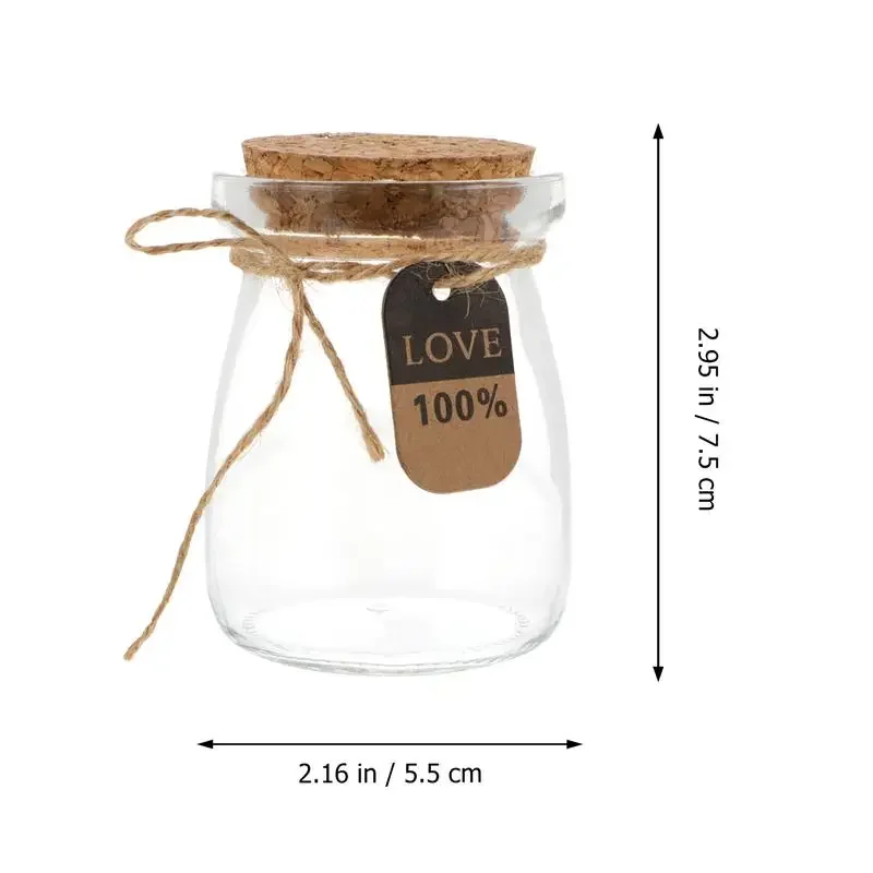 Glass Pudding Cup Thickened Milk Drinking Set High Temperature Resistant Acid Milk Bottle Wooden Stopper Sand Painting Bottle