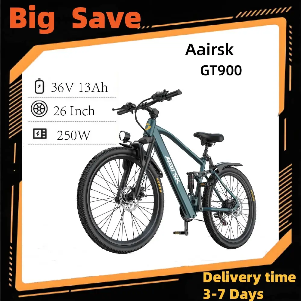 Adult Electric Bicycle Aairsk GT900  36V13Ah Battery Electric Bike 250W Motor E-bike 26 Inch Tire E-Mountain Bike