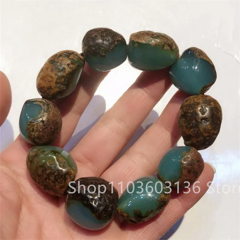 Beeswax Amber Original Stone Bracelet Pendant Necklace Old Leather Blue Amber Hand String Natural Amber Bangle Hard Bracelets