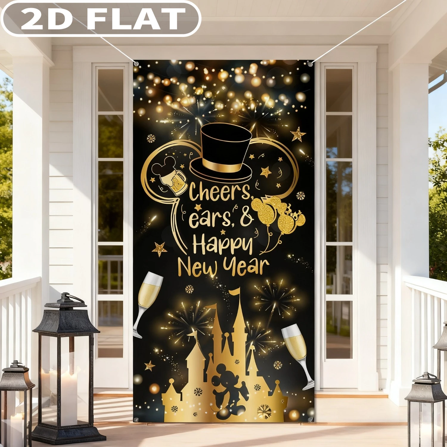 

1pc Happy New Year Decorations 2026 New Years Tapestries, wall carpets, Polyester, 3x6 FT, 2026 Cheers Ears New Year Banner