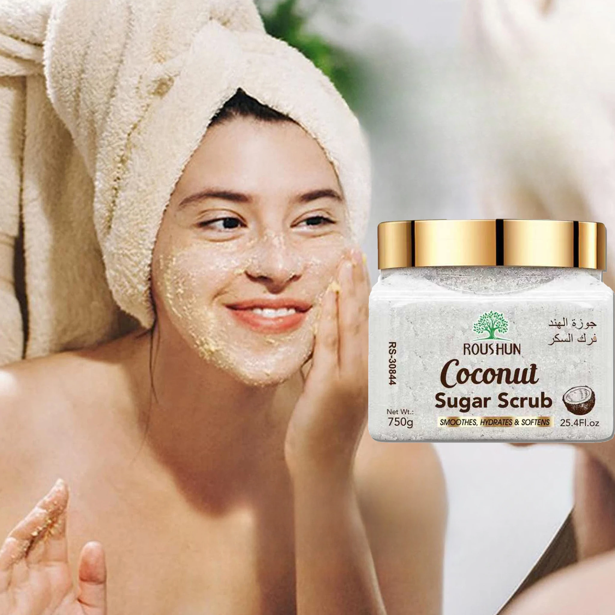 ROUSHUN Coconut Sugar Scrub Large Capacity Family Pack Body Scrub Gentle Deep Cleansing Skin