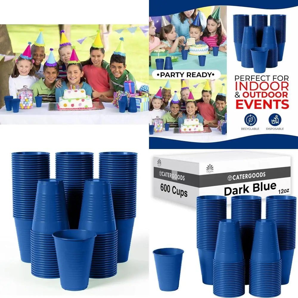 

Темно-синие чашки для вечеринок на 600 штук, 12 унций — одноразовые, прочные, без BPA