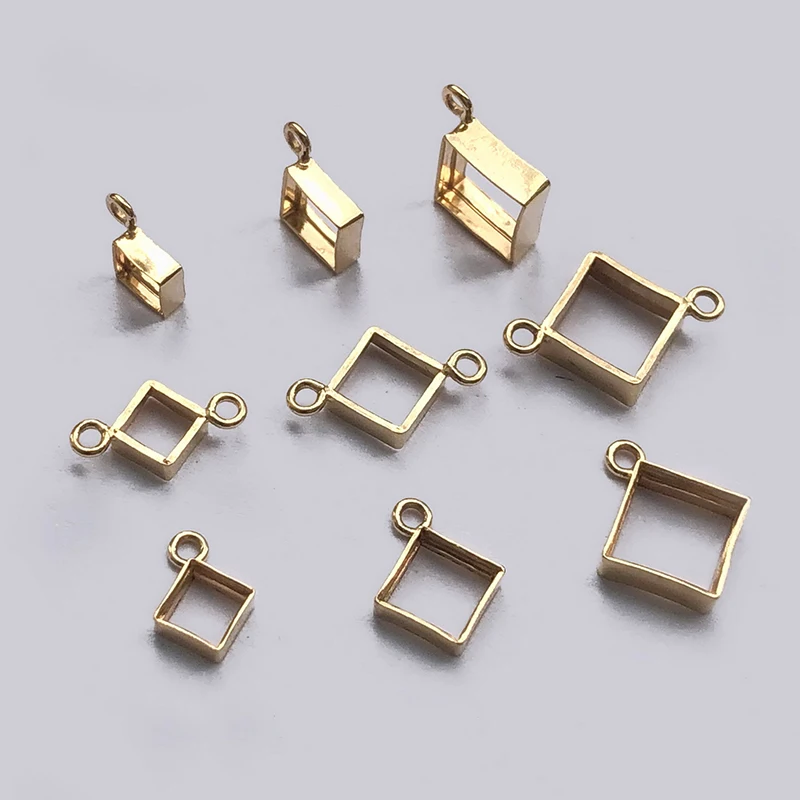 14K Gold Filled Bezel Connectors, Gold Filled Stone Setting Charm, Square Bezel Setting, Bezel Setting Charm, Fit 3/4/5mm Stone