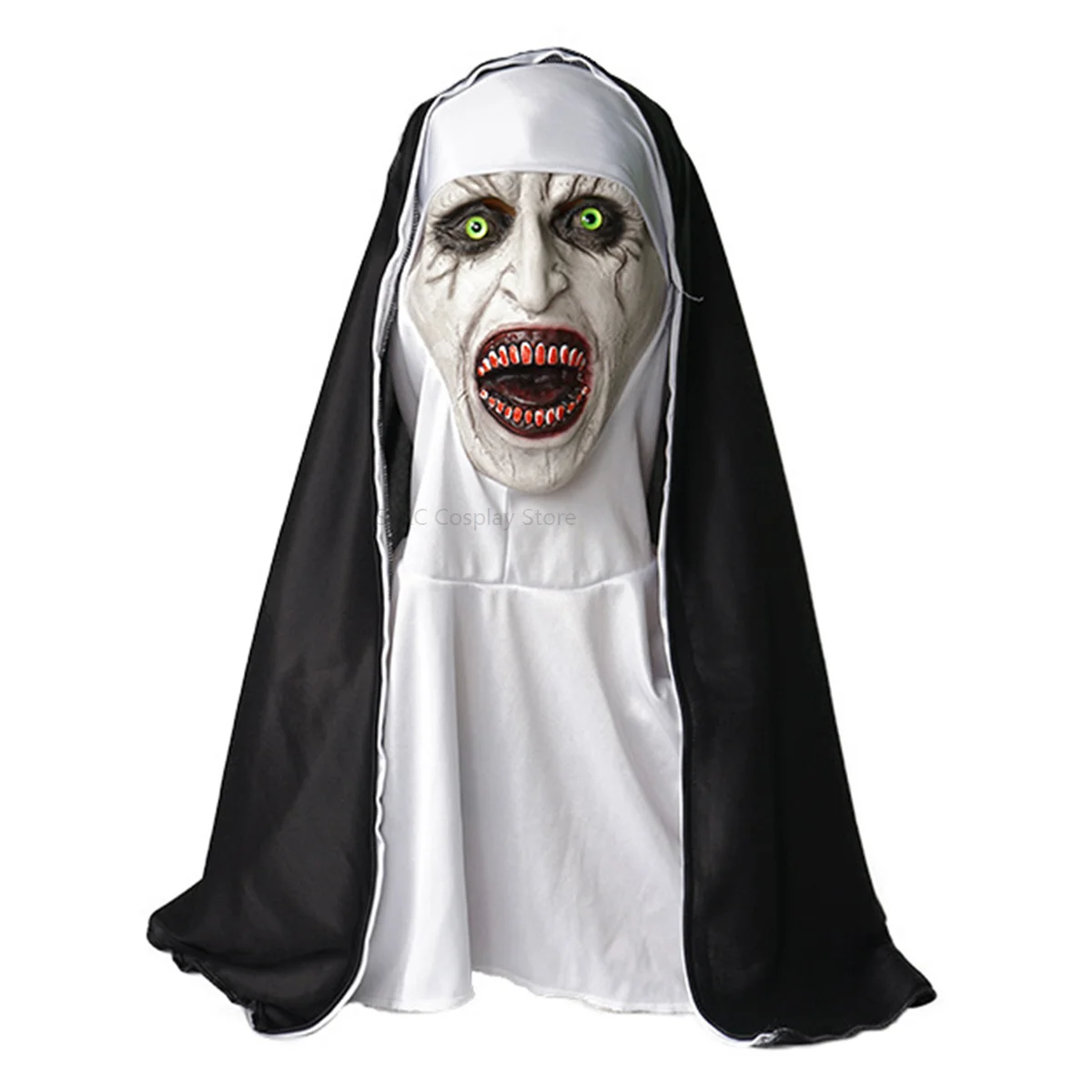 Maska zakonnicy unisex, kostium, maska horroru, cosplay dla dorosłych kobiet, straszny kostium na Halloween, rekwizyty.