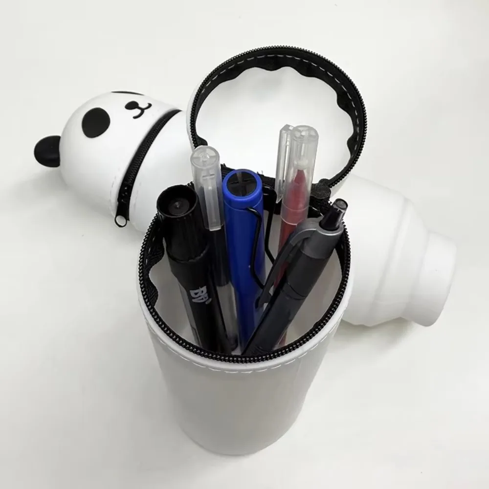 Imagen 6: Estuche para lápices de dibujos animados de alta calidad, estuche para bolígrafos de silicona con forma de Animal con cremallera, bolsa de almacenamiento de papelería multiusos