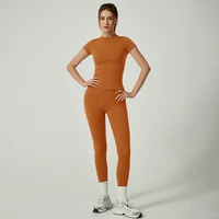 Yoga Suit Sports Set Women Quick-Drying Gym Set Tracksuit Running Workout Short Sleeve Leggings Sports Yoga Clothing - Image 2