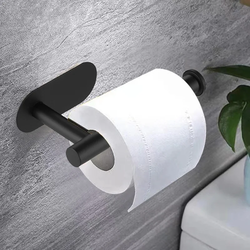 Adhesive Toilet Paper Holder Stainless Steel Tissue Hanger Waterproof Toilet Paper Stand Bathroom Accessories Paper Towels Hold
