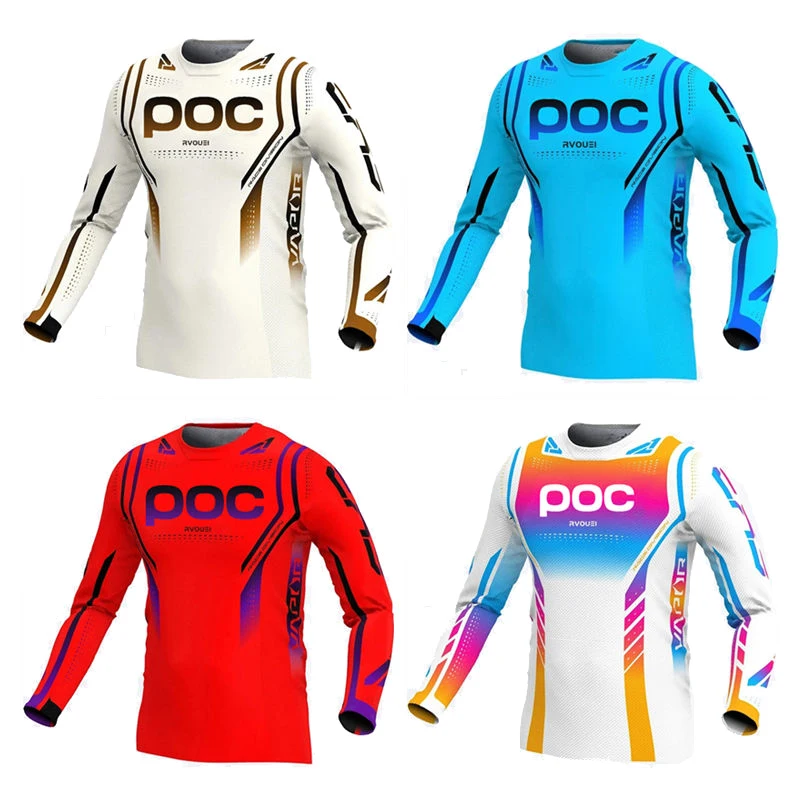 Rvouei Poc Cross Country Mountain Bike Jersey Short Sleeve Downhill T Shirt MTB Shirt Offroad MX Enduro Bicycle Jersey Motocross