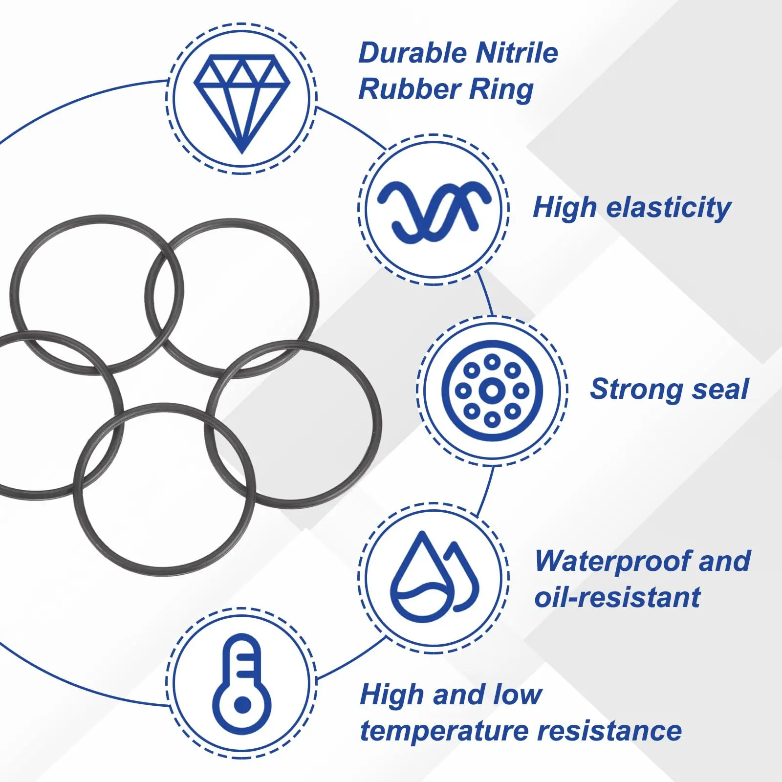 5Pcs Nitrile Rubber O-Rings CS 5mm OD 15-105mm Buna NBR Sealing Gasket Plumbing Sealing Repair O Rings for Repair Faucet Air Gas