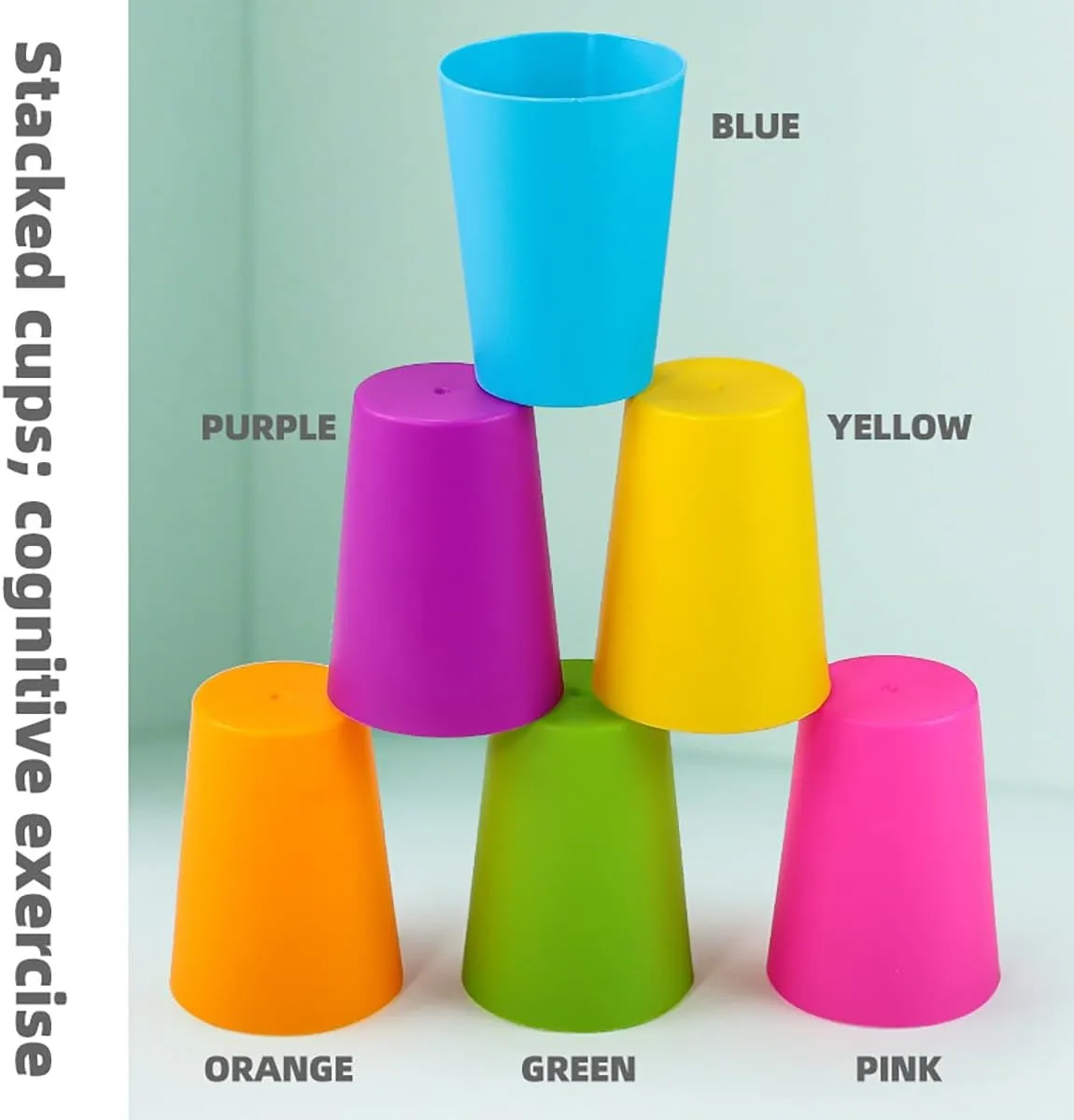 Brain Training Cup Stacking Game, 6/12 Speed Cups, 50 Challenge Cards, Single or 2-Player Family Party Toy