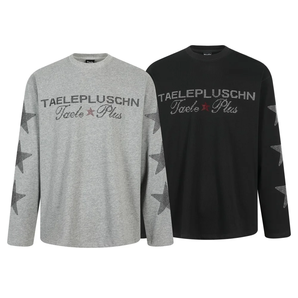 Harajuku Fashion Long Sleeve Tees Cotton 100% Star & Letter Print Women's T-shirt Spring Women Pulovers Couple Graphic T Shirts
