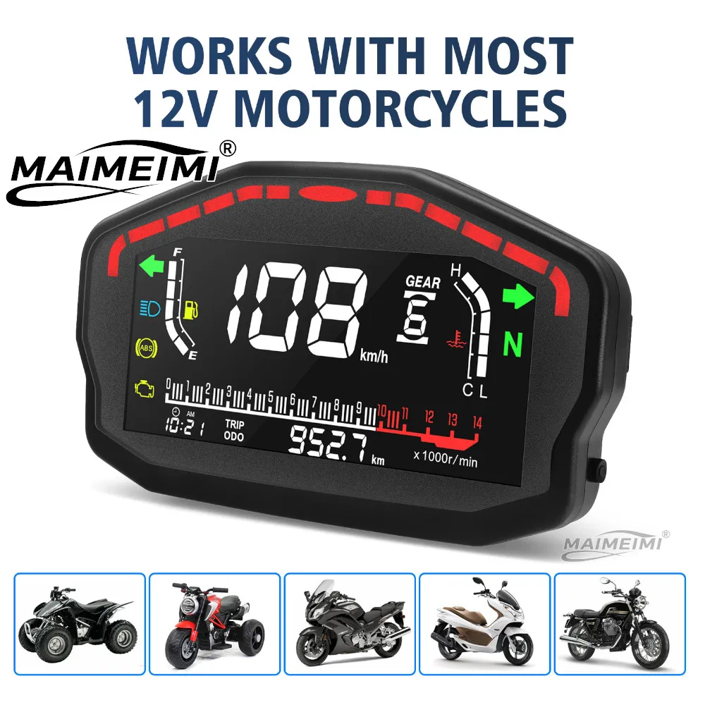 Motorcycle LCD Speedometer Digital Speed Meter Tachometer Dashboard  Instrument Panel For Honda For Ducati For 1 2 4 Cylinders