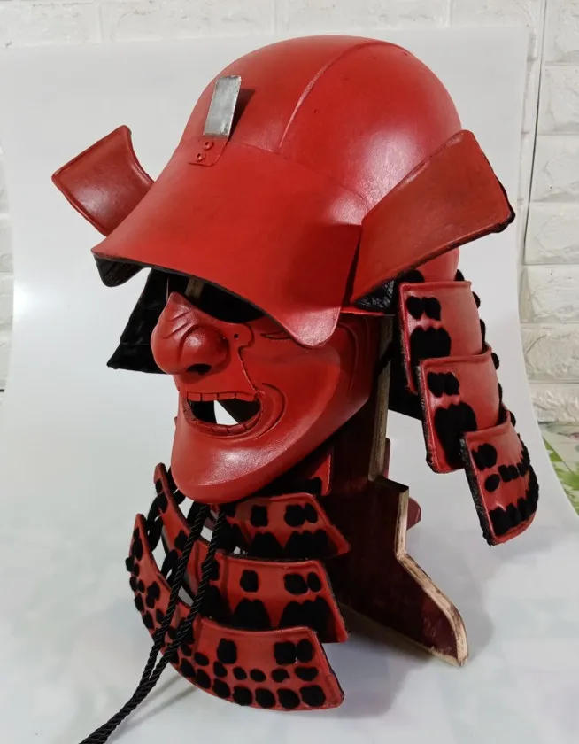 Handmade cosplay headwear FOR Samurai Armors Real RED Black Japanese Samurai HelmetS