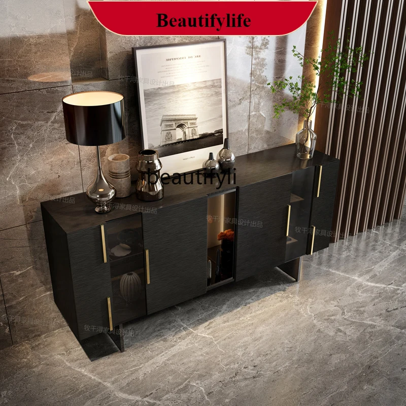

G1218 Modern light luxury entrance cabinet villa living room multi-functional cabinet Italian style lamp glass dining side cabin