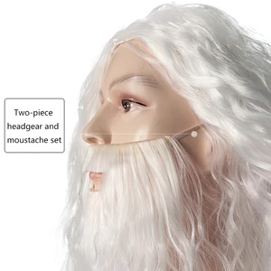 شعر مستعار من سانتا كلوز، ألياف اصطناعية من اللحية البيضاء مقاس 20 بوصة، بوليستر مقاوم للحرارة، نمط غير تقليدي، إكسسوار زي رجالي أفضل 8 مبيعات لحية وشعر مستعار لسانتا كلوز - رقم 6