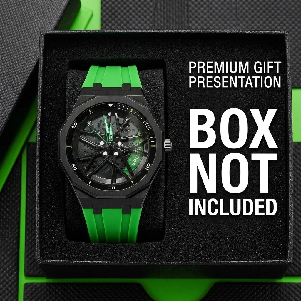 Wheel hub watch, groove shaped strap, racing trend style