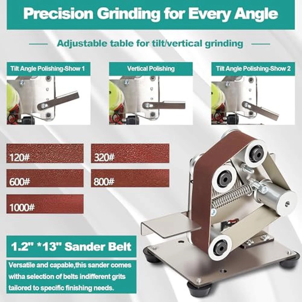 For Precision For Mini Belt Sander with 7 Control Modes Stainless Steel Construction Adjustable Angle Workbench and Dust Cover