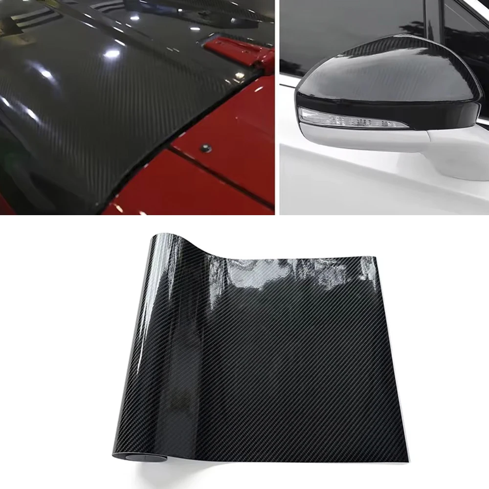 152*10/20/30 سنتيمتر عالية لامعة 6D ألياف الكربون الفينيل التفاف فيلم مقاوم للماء ملصقات السيارات على غطاء محرك السيارة لاصق الفينيل السيارات دراجة نارية