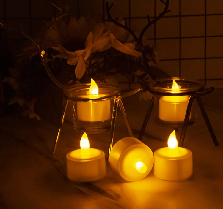 2PCS Wholesale LED Tealight Candles Yellow Flameless Battery Powered Candle Tea Lights For Christmas Home Wedding Party