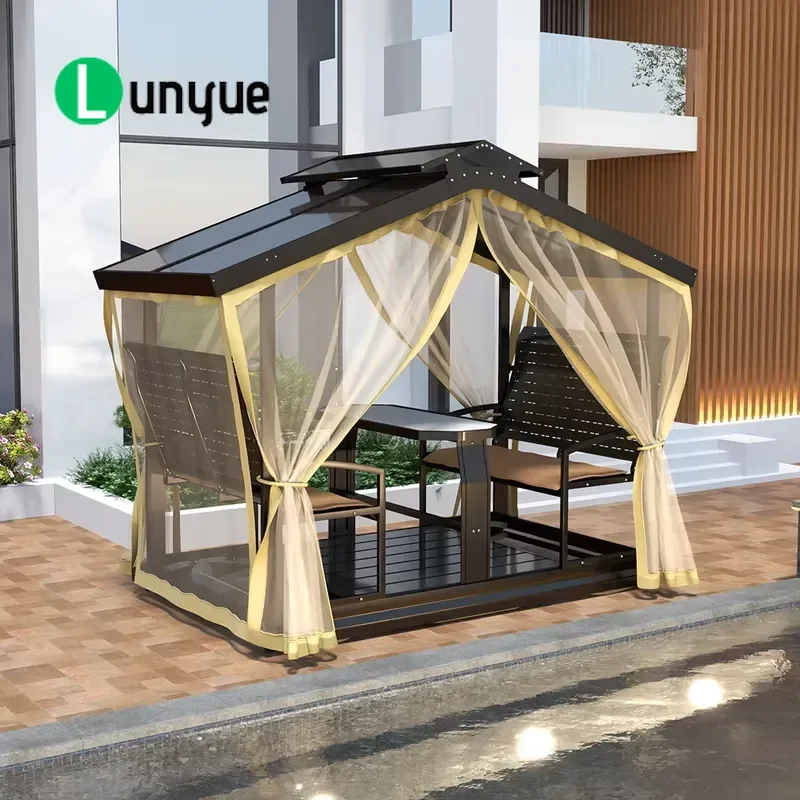 Modern Luxury Garden Swing Chair with Canopy 4 6 Seats Outdoor Patio Furniture Comfortable Seating for Backyard Relaxation