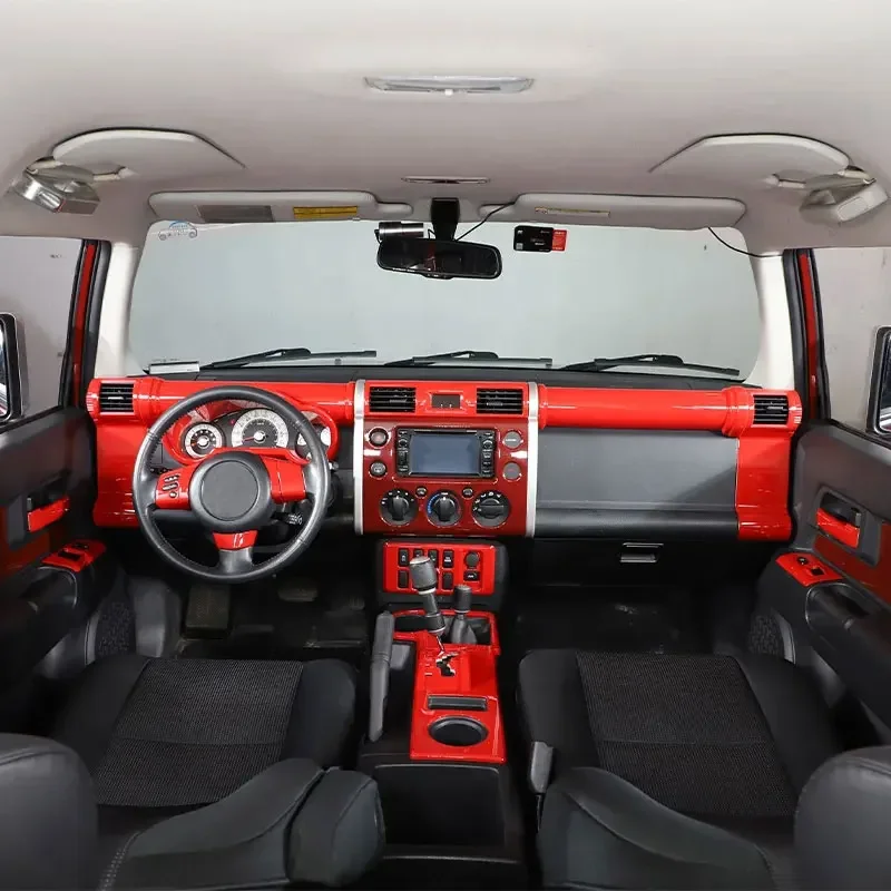 For Toyota FJ Cruiser 2007-2021 ABS Red Car Center Control Gear Panel Frame Cover Sticker Car Interior Protection Accessories