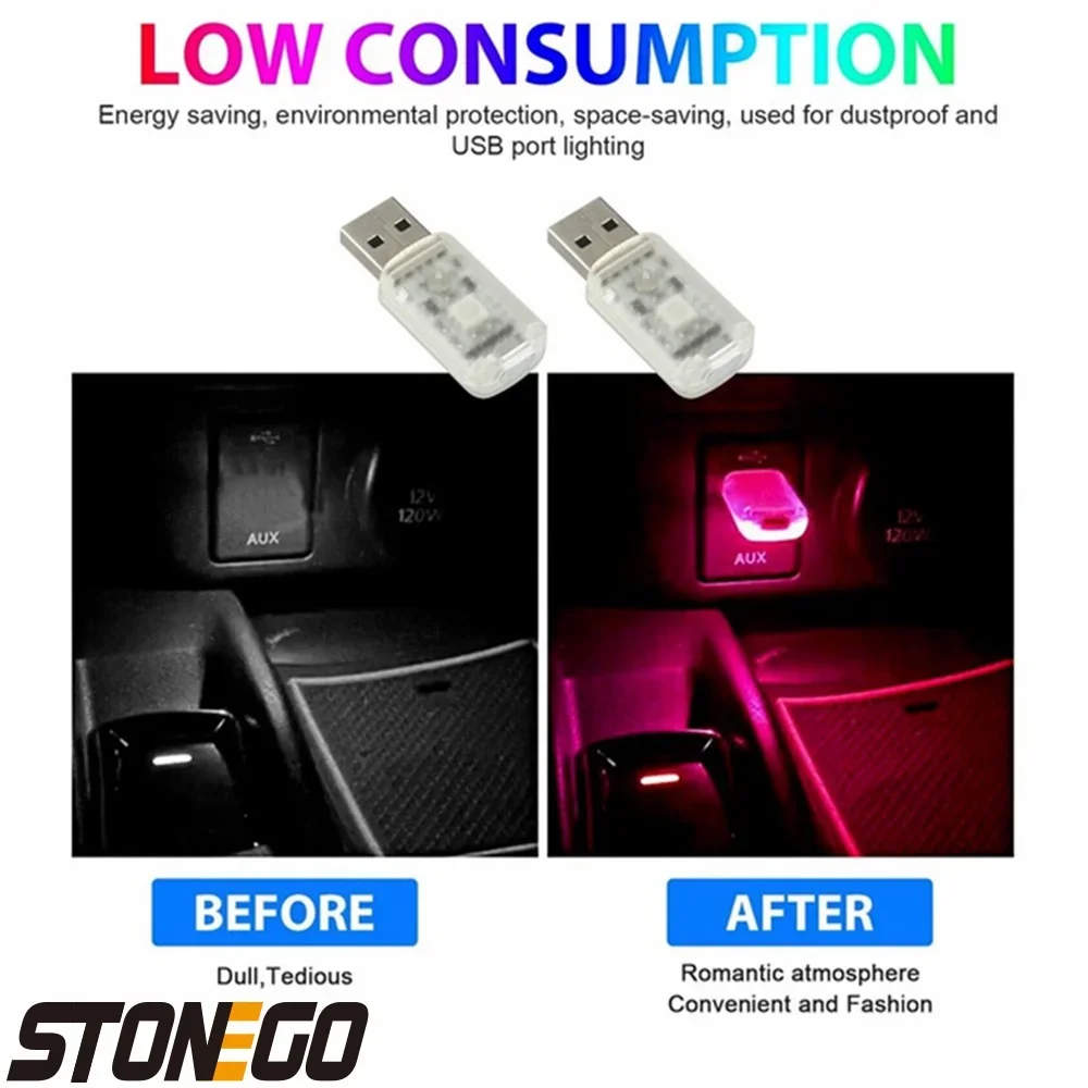 الملونة رومانسية 5 فولت LED سيارة USB جو مصباح الزخرفية المحيطة ضوء للسيارات الداخلية سطح المكتب جدار ديكور