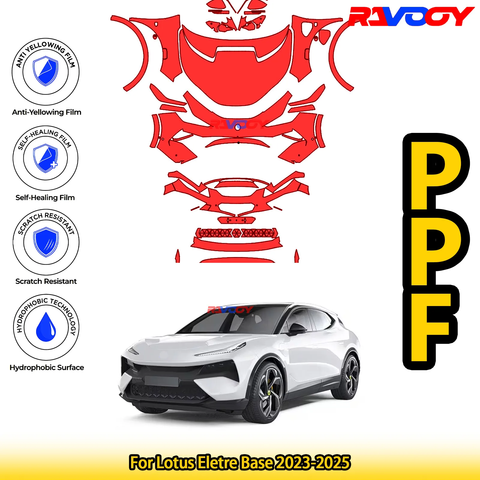 

For Lotus Eletre Base 2023-2025 Glossy Matte Black Precut front PPF Kit Paint Protection Film