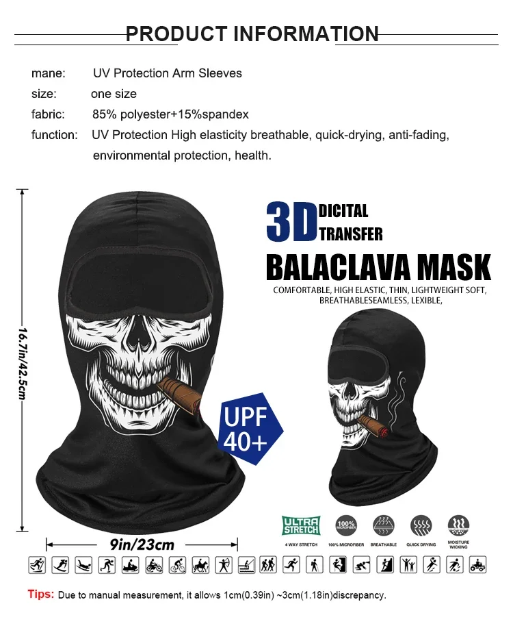 Bestseller 3D-Druck Vollgesichtsmaske Cagoule Halloween Cosplay Lustige Coole Totenkopf-Tier-Skimaske Balaclava – Detail 5