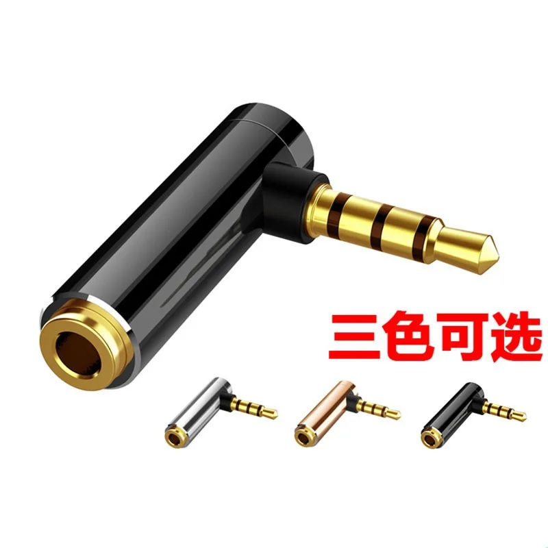 5pcs Gold-plated 3.5mm Four-stage 4-section Male-to-female Adapter, Elbow L-shaped Adapter, Earphone Plug Right Angle 90 Degrees