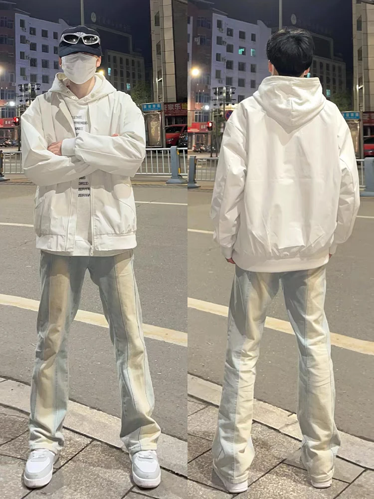 

Мужские джинсы Cleanfit Adient: расклешенные прямые штанины, весенняя трендовая модель, бренд Haome, в стиле американского хай-стрит, с элементами пэчворка