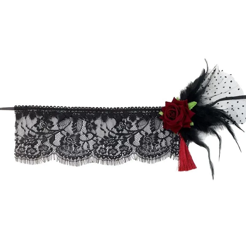2026 New Black Flower Half Face Lace Mask Mask Masquerade Ball COS Mask Veil Ball Party Dress Up Photo Props Cyberpunk Mask - view 6