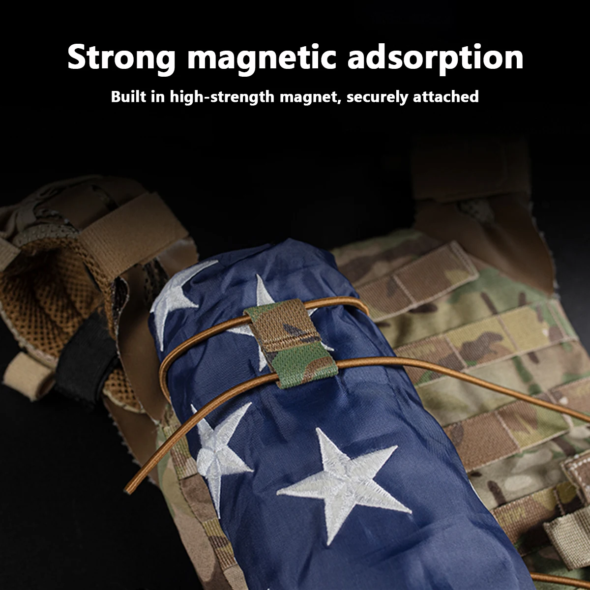 Tactical Outdoor National Flag elastic band Bungee Shock Cord Retention Molle Webbing Loop Cord Lock Secure Tool accessory kits