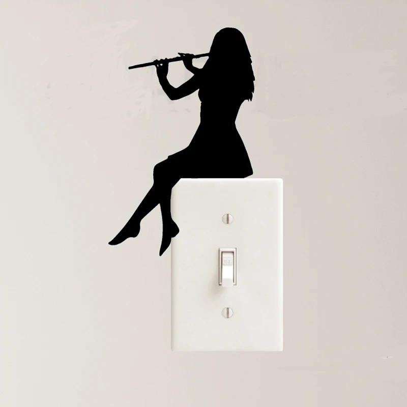 Flute Instrument Vinyl Decal Sticker – Light Switch, Wall, Car, Window – Classic Music Home Decor