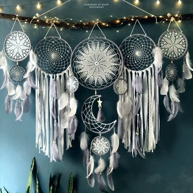

5pcs/set Dream Catchers Boho Home Decor Macrame Dream Catchers Wall Hangings Moon Ramadan Dreamcatcher Kids Nursery Ornament