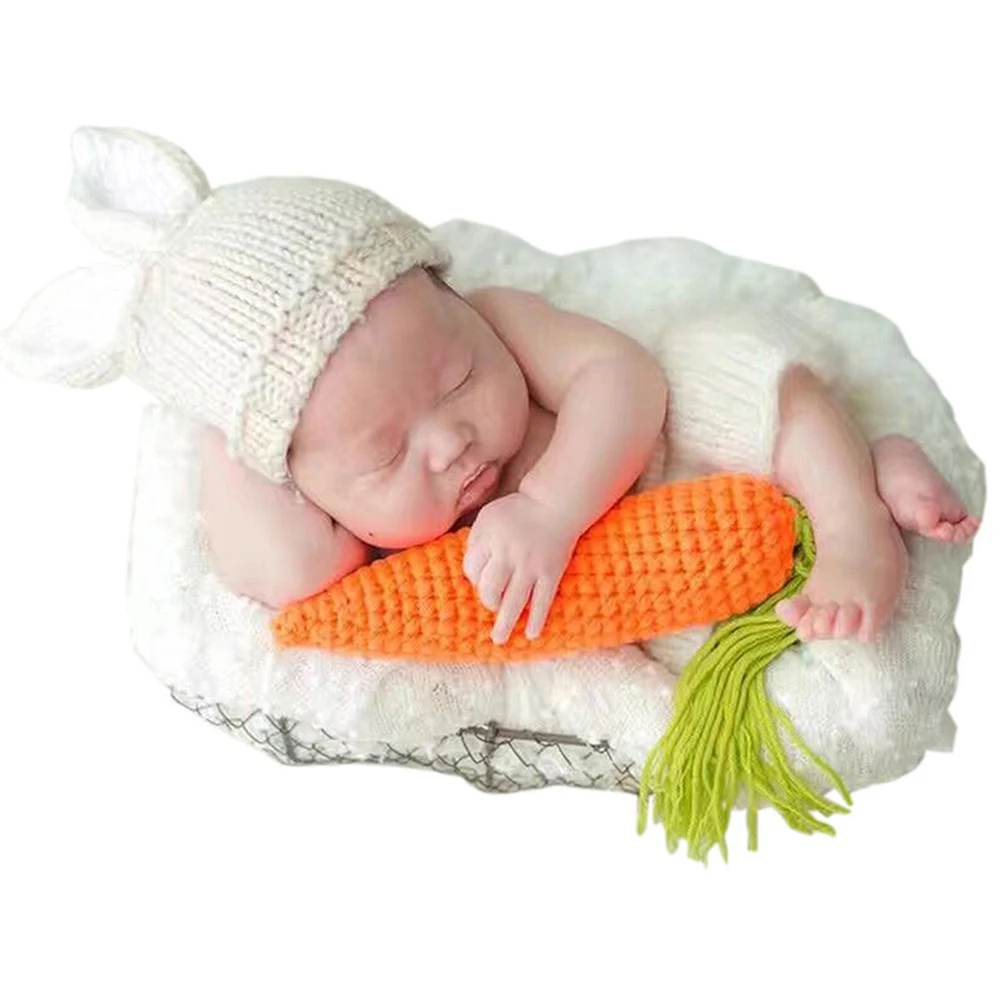 

1 set 1 Set Newborn Photography Costume Photo Props Crochet Rabbit Costume Set For Shower Birthday Party Photo Shoot