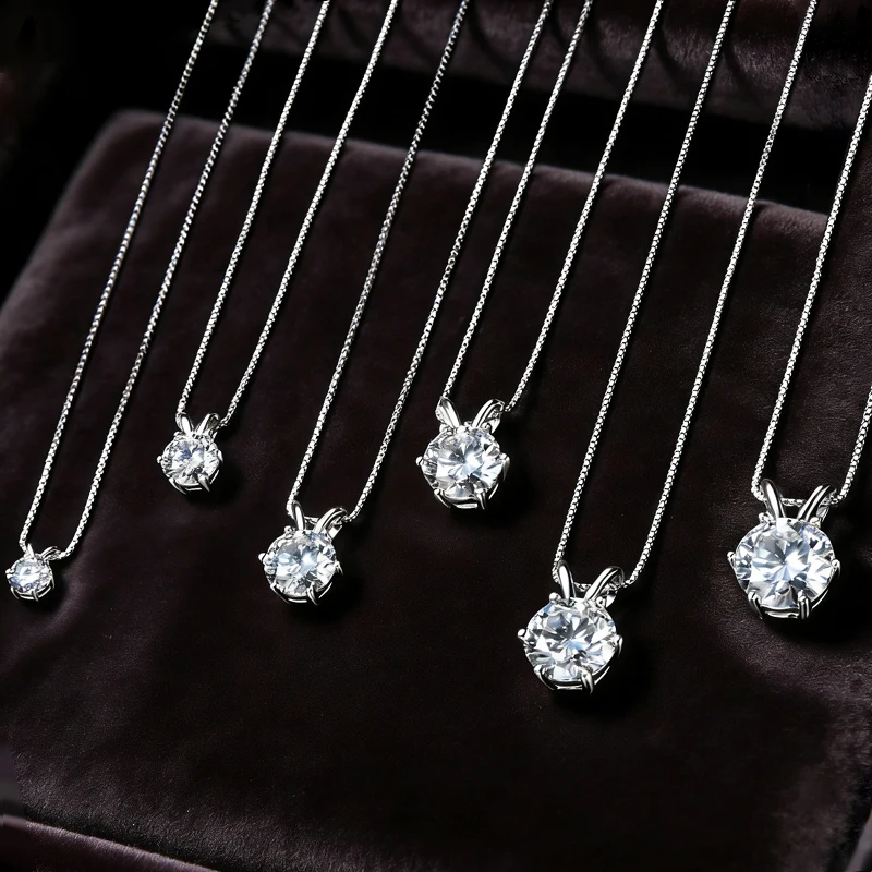 Rrjzz Zertifizierte 0,5-5CT D-Farbe Runde Moissanit-Diamant-Anhänger-Halskette Solitär Labor-Diamant GRA Halsketten für Damen Schmuck – Detail 4