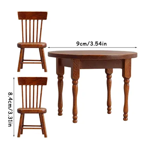 Miniatyr dockhus matgrupp: Bord och stolar i skala 1:12, lämplig för dockhusköksdekoration 6 best sales dockbord - №3