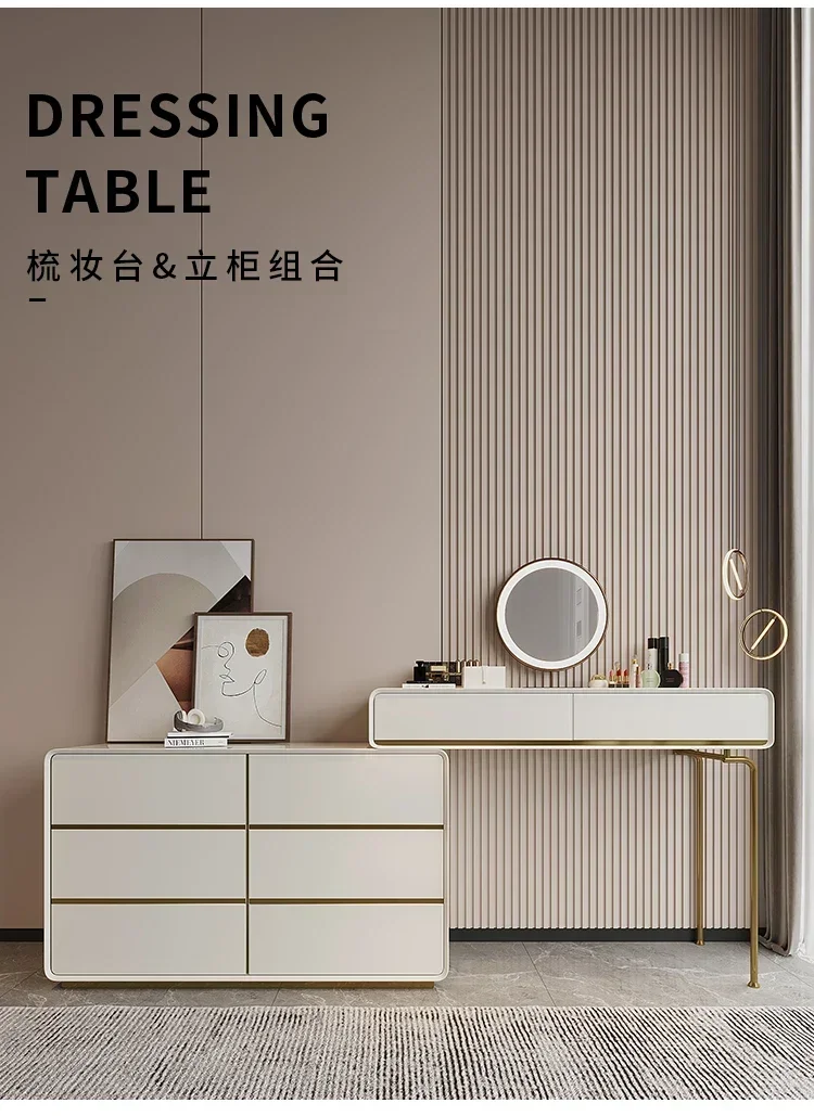 Master Bedroom Dressing Table Storage Cabinet Integrated Makeup Table Modern Simple Small Cream Style Desk Retractable Corner