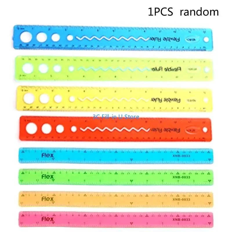 G8TA CLEAR CLORFULE RULER с метрическими масштабами в дюймах Гибкая линейка из ПВХ для студентов