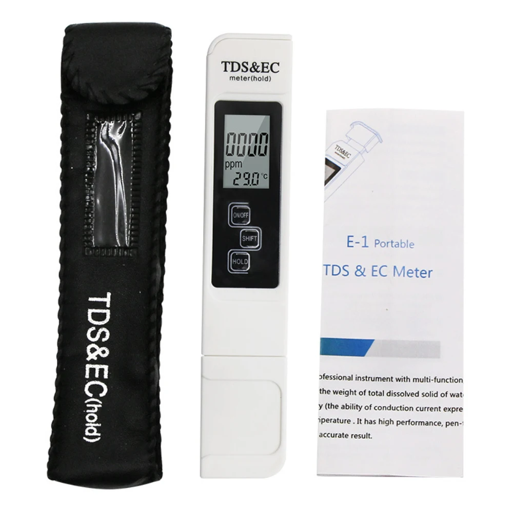 LED Digital Water Quality Tester TDS EC Meter Range 0-9990 Multifunctional Water Purity Temperature Meter TEMP PPM Tester