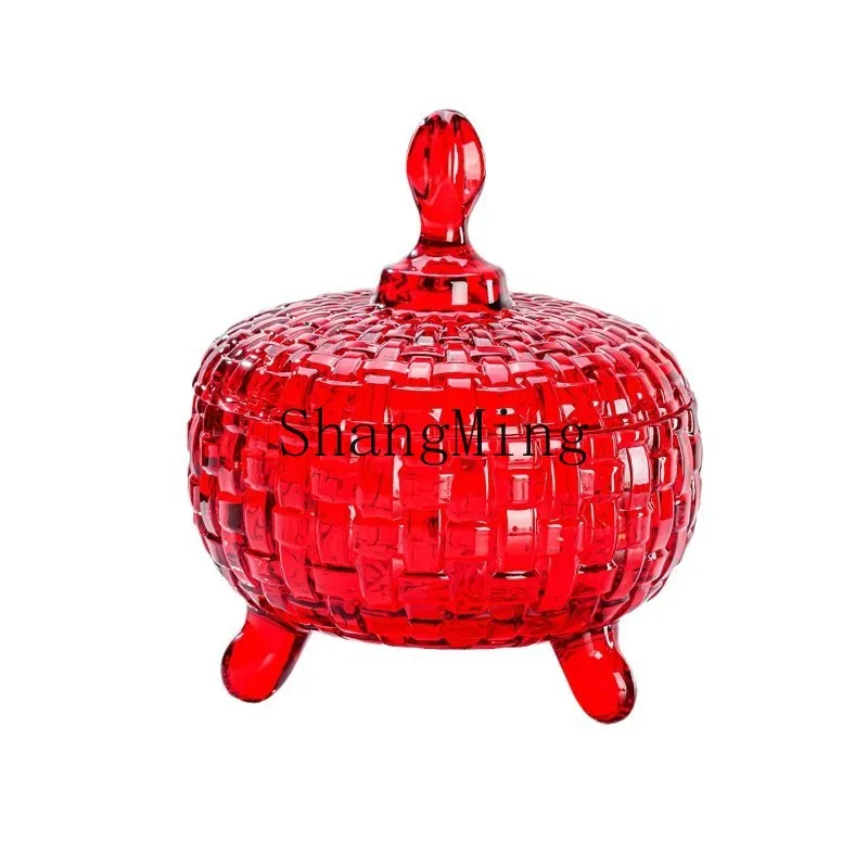 

DSA colored glass candy jar colorful personalized storage box with lid storage tank household living room dried fruit box