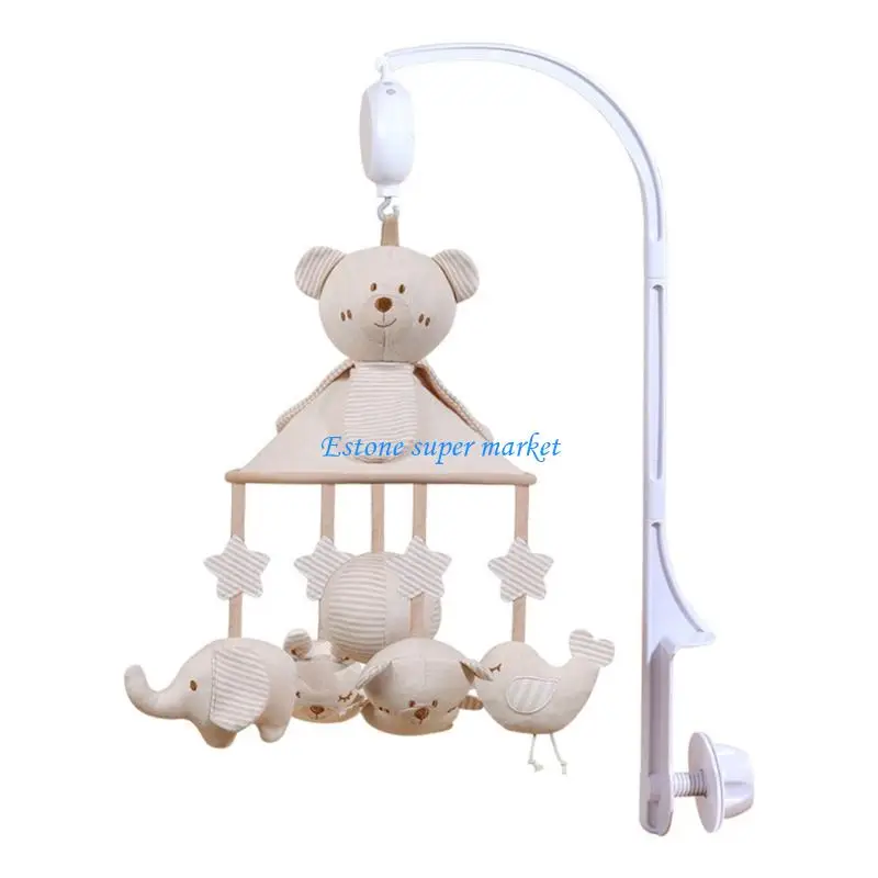 090B Berço bebê pendurado caixa musical brinquedo cama sino móvel giratório para calmante infantil