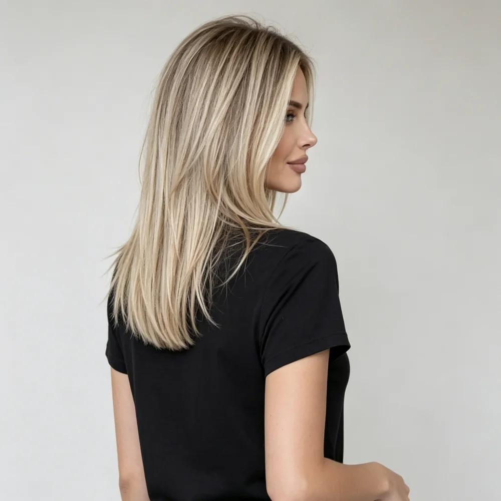 Straight Hair Soft Highlight Blond Wig, Lace Front