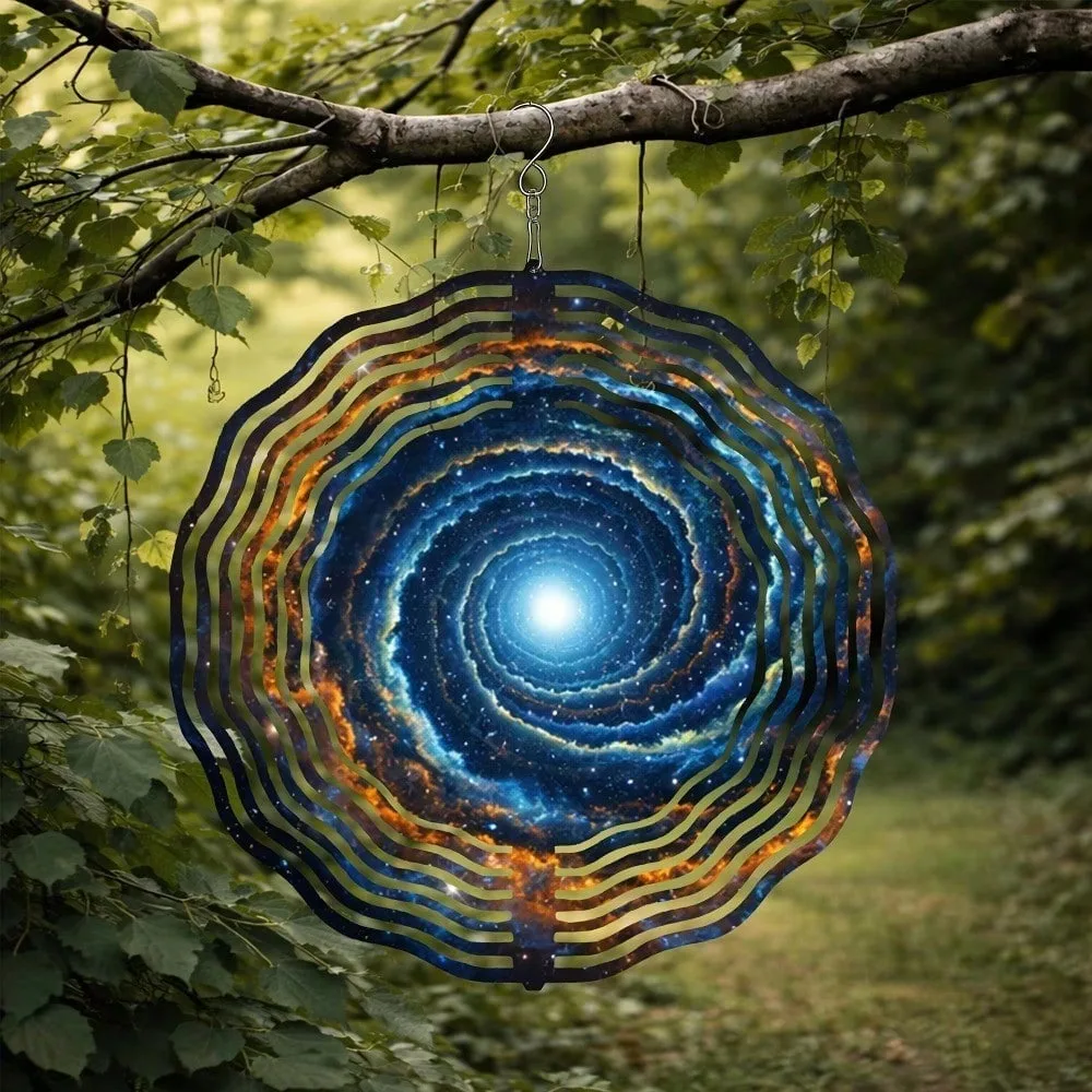 CIFbuy Metal Wind Chime 360° Rotating Kinetic Spiral Outdoor Garden Patio Decor Weatherproof Sturdy Sci-Fi Aesthetic Trendy Visu