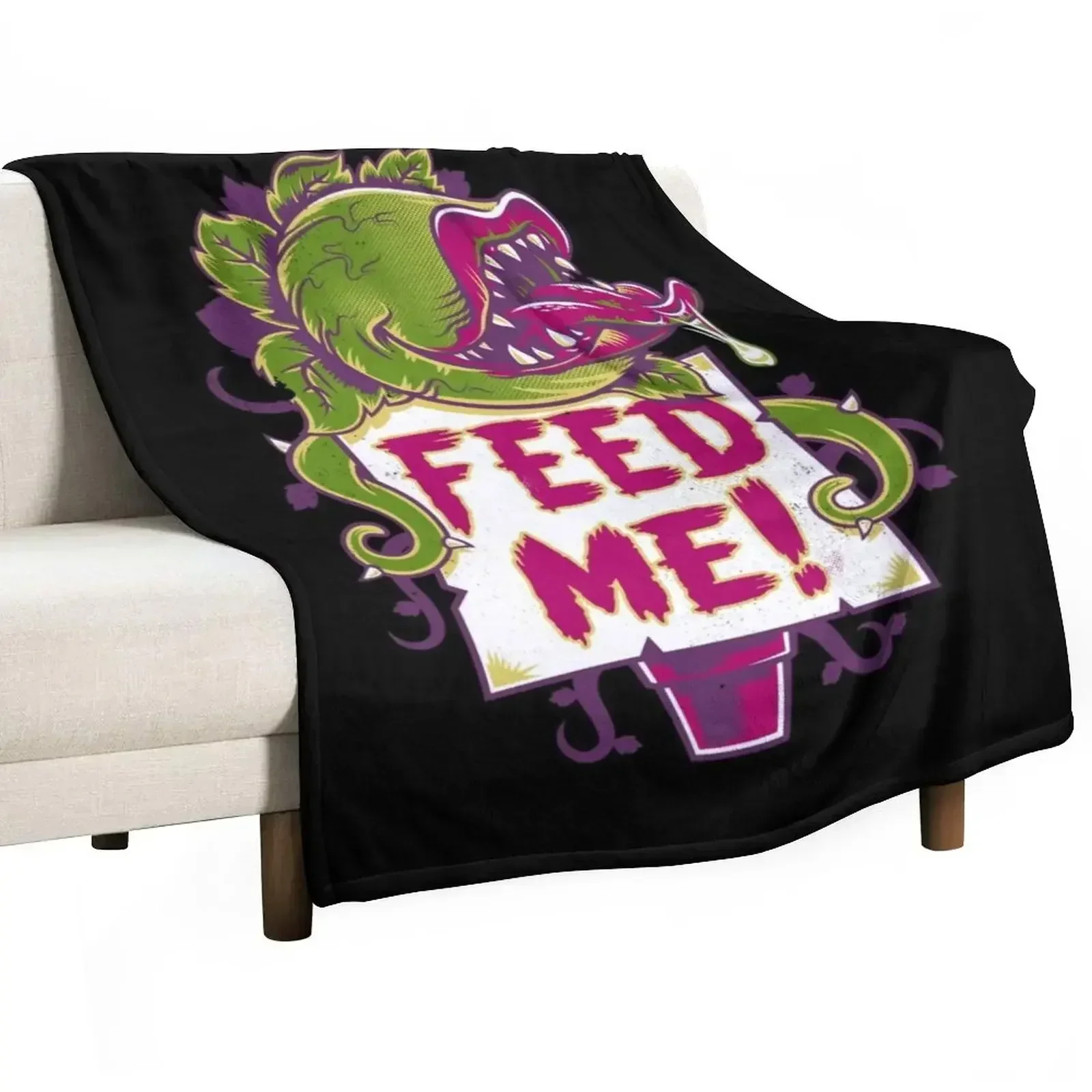 Feed Me - Creepy Cute Audrey Plant - Vintage Spooky Horror Musical Throw Blanket Plush Personalized Gift Bed covers Blankets