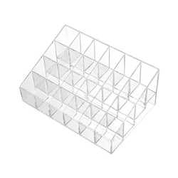 24/40 Lattice Trapezoid Plastic Transparent Makeup Display Rack Lipstick Stand Rack Cosmetic Organizer Holder Box High Quality