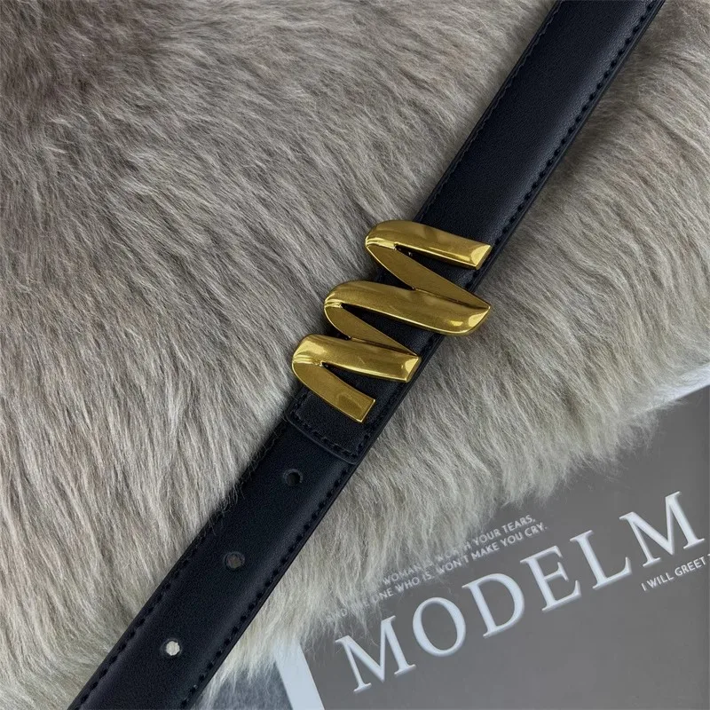 مشد نسائي من الجلد الطبيعي بإبزيم ذهبي على الموضة معطف نسائي بحزام الخصر وحزام ضيق J1399